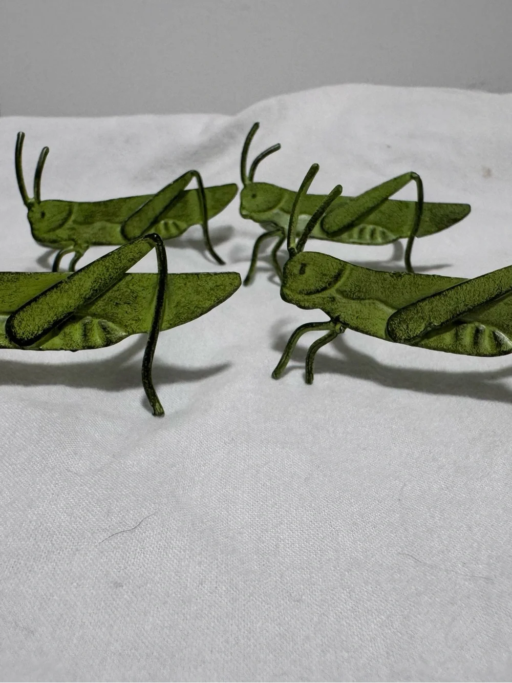 Vintage Napkin Rings Metal Grasshopper Green Set of 4 Pier One Fairycore Decor
